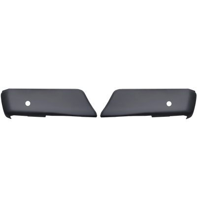 Matte black Rear BumperShellz for 2015-2020 Ford F-150, with parking sensor hole cutouts