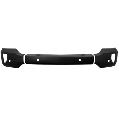 Matte black front BumperShellz for 2016-2018 Chevy Silverado 1500, with parking sensors and fog lamps