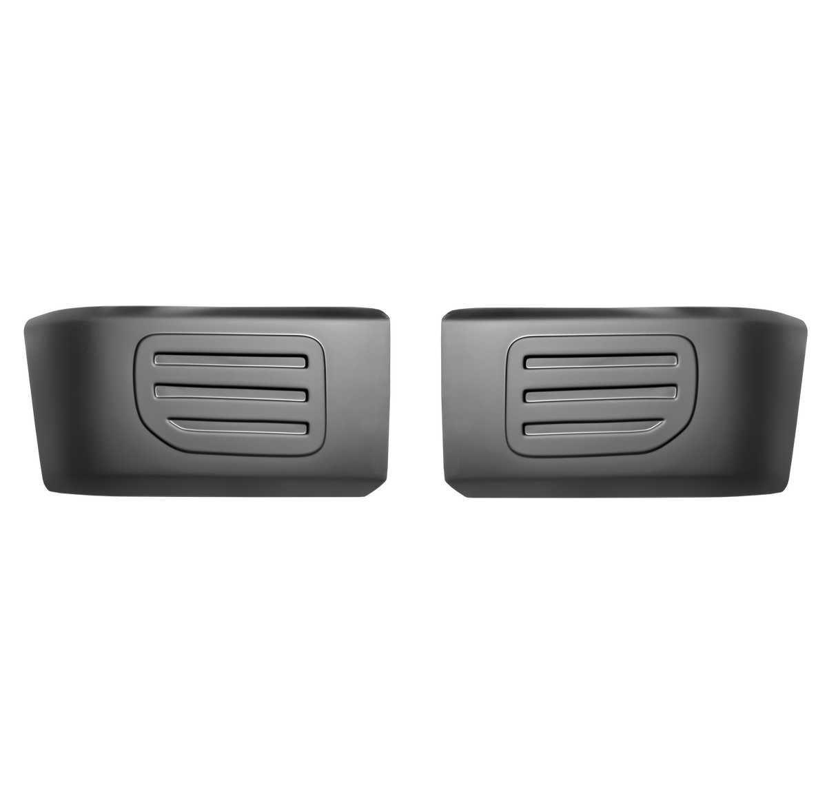 Matte Black Bumper Caps for 2015-2017 F-150 Front BumperShellz side covers with no fog lamp cutouts