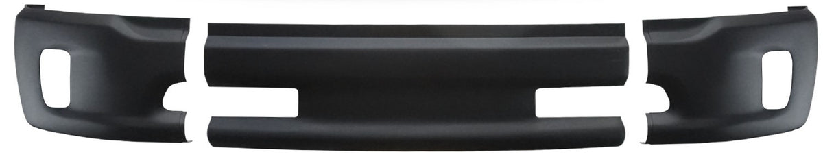 Matte black front bumper cover for 2013-2018 Ram 1500, featuring fog lamp cutouts, no sensor holes.