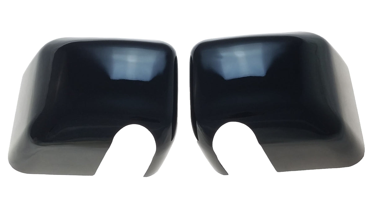 MC6201BLK 07-18 Jeep Wrangler JK 2 PCS Full Gloss Black Tape-on Mirror Cover Chrome Delete Kit