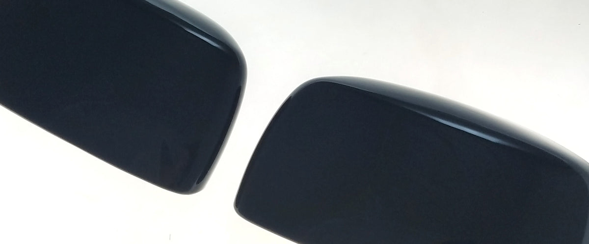 MC6217BLK 08-16 Chrysler Town & Country 2 PCS Top Gloss Black Tape-on Mirror Cover Chrome Delete Kit
