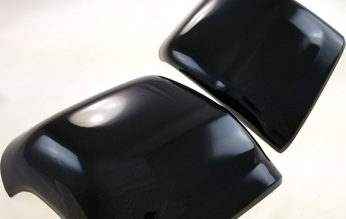 MC6228BLK 17-22 Nissan Titan Tow-style 2 PCS With Turn Signal Top Gloss Black Tape-on Mirror Cover Chrome Delete Kit