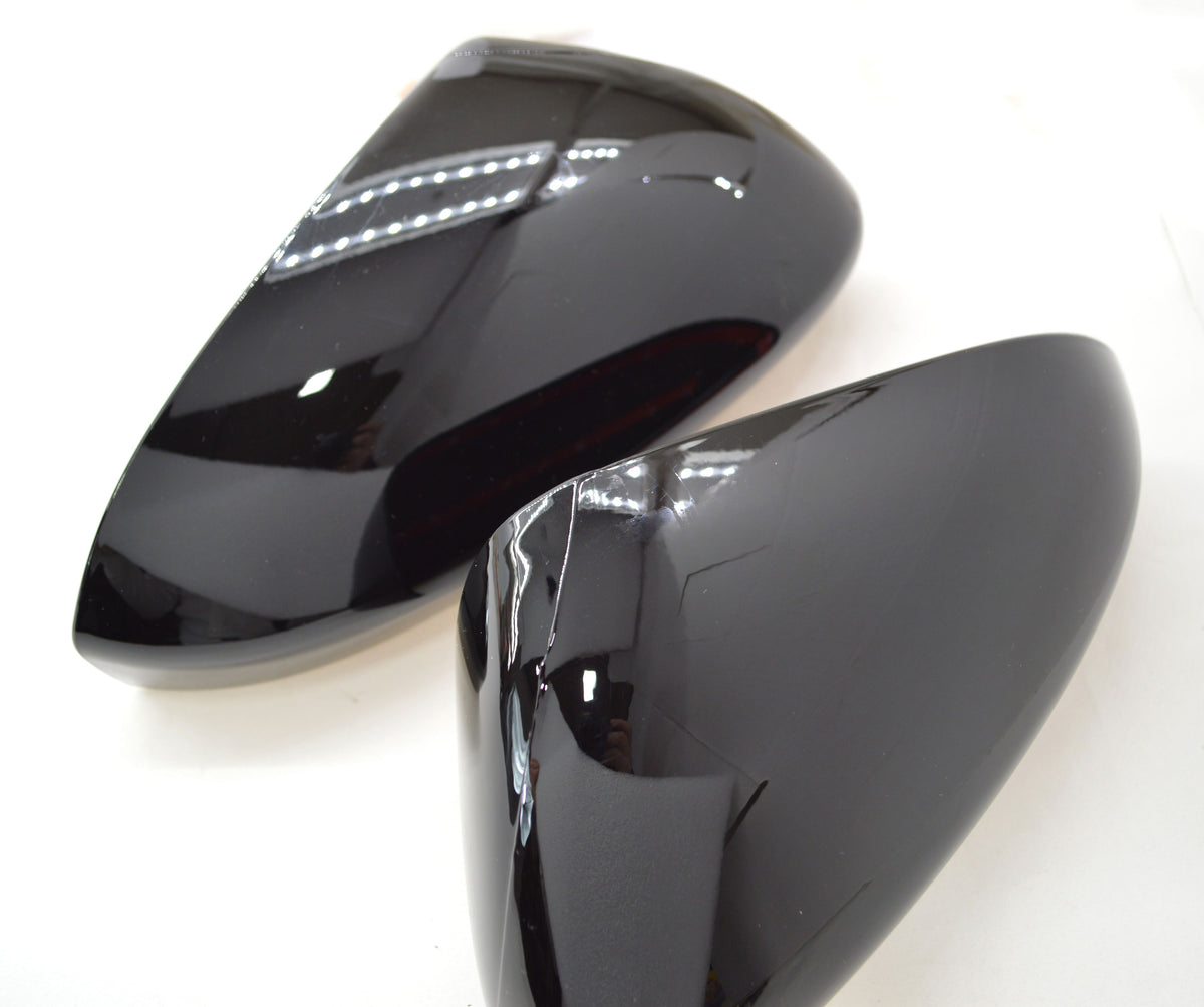 MC6252BLK 13-20 Ford Fusion 2 PCS No Turn Signal Top Gloss Black Tape-on Mirror Cover Chrome Delete Kit
