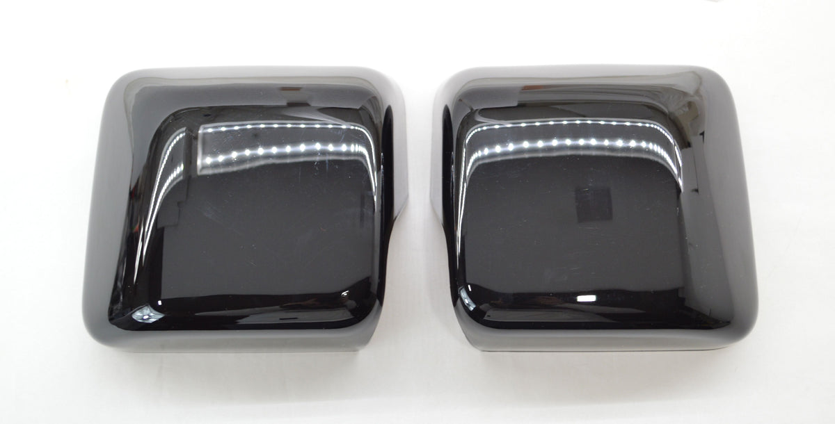 MC6296BLK 18-22 Jeep Wrangler 2 PCS No Turn Signal Full Gloss Black Tape-on Mirror Cover Chrome Delete Kit