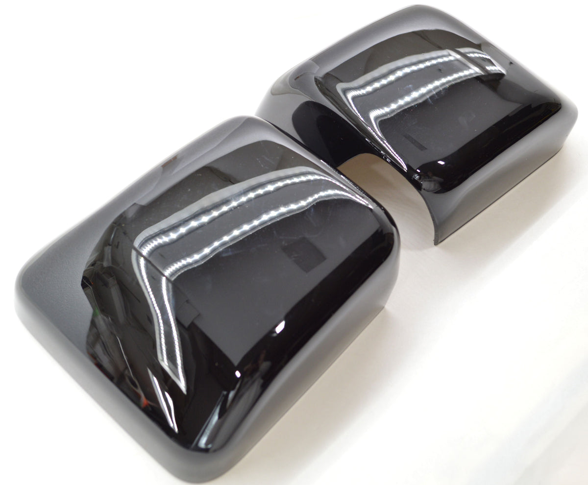 MC6296BLK 20-22 Jeep Gladiator JL 2 PCS No Turn Signal Full Gloss Black Tape-on Mirror Cover Chrome Delete Kit