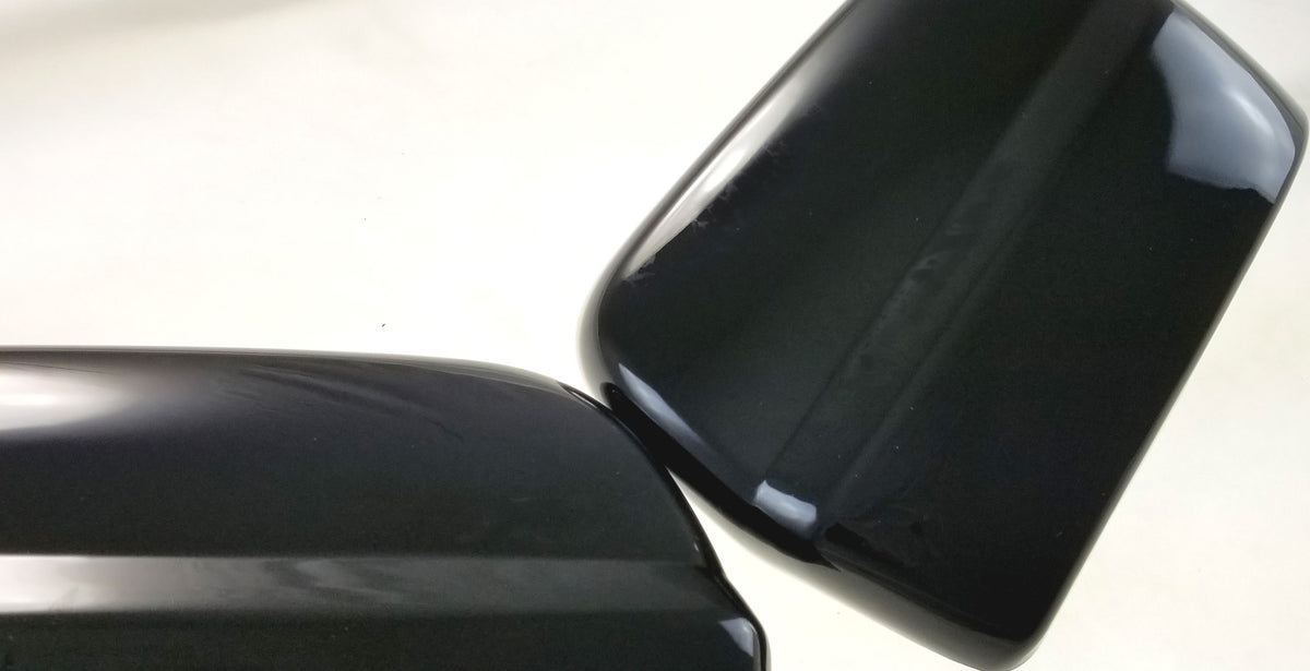 MC6297BLK 17-21 Nissan Titan 2 PCS No Turn Signal Top Gloss Black Tape-on Mirror Cover Chrome Delete Kit