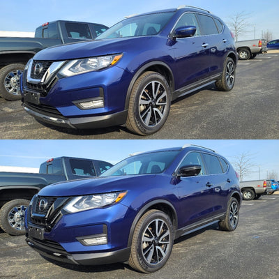 MC6293BLK 15-20 Nissan Murano 2 PCS With Turn Signal Top Gloss Black Tape-on Mirror Cover Chrome Delete Kit