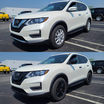 MC6293BLK 14-20 Nissan Rogue 2 PCS With Turn Signal Top Gloss Black Tape-on Mirror Cover Chrome Delete Kit