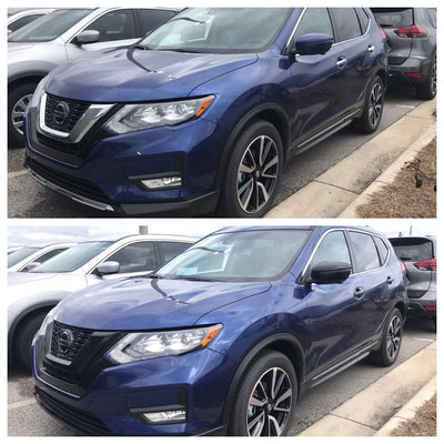 MC6293BLK 17-20 Nissan Pathfinder 2 PCS With Turn Signal Top Gloss Black Tape-on Mirror Cover Chrome Delete Kit