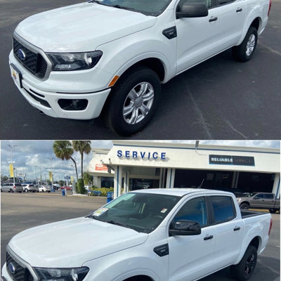 MC6302BLK 19-22 Ford Ranger 2 PCS No Turn Signal Top Gloss Black Replacement Mirror Cover Chrome Delete Kit