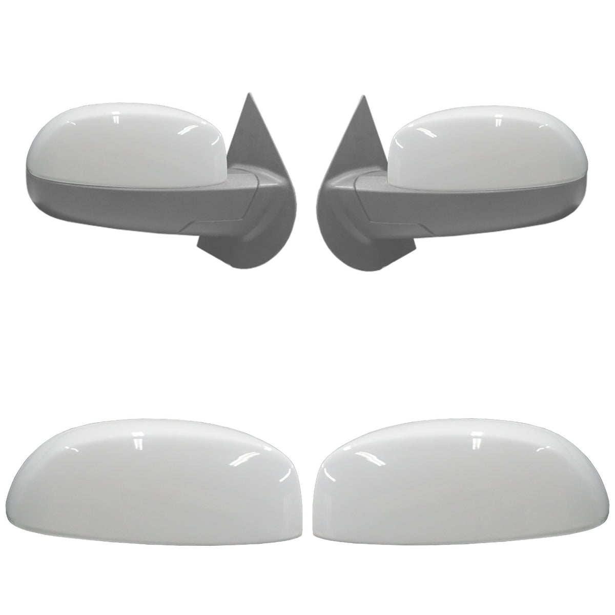 Summit/Olympic White Mirror Overlay Kit for 2007-2013 Silverado/Sierra, perfectly color-matched for a cohesive vehicle appearance, presented on a white background