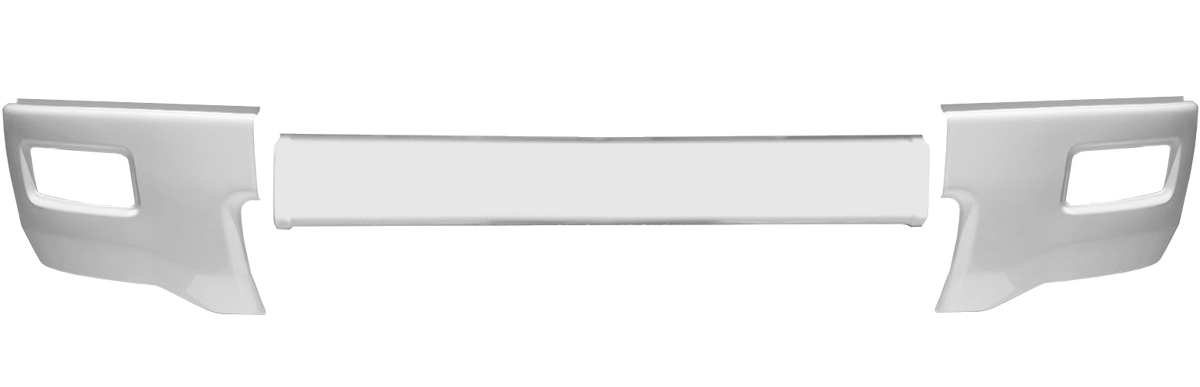 Summit White 2014-2015 Chevy Silverado 1500 - Front BUMPERSHELLZ™  witjh fog lamp cut outs - chrome delete kit