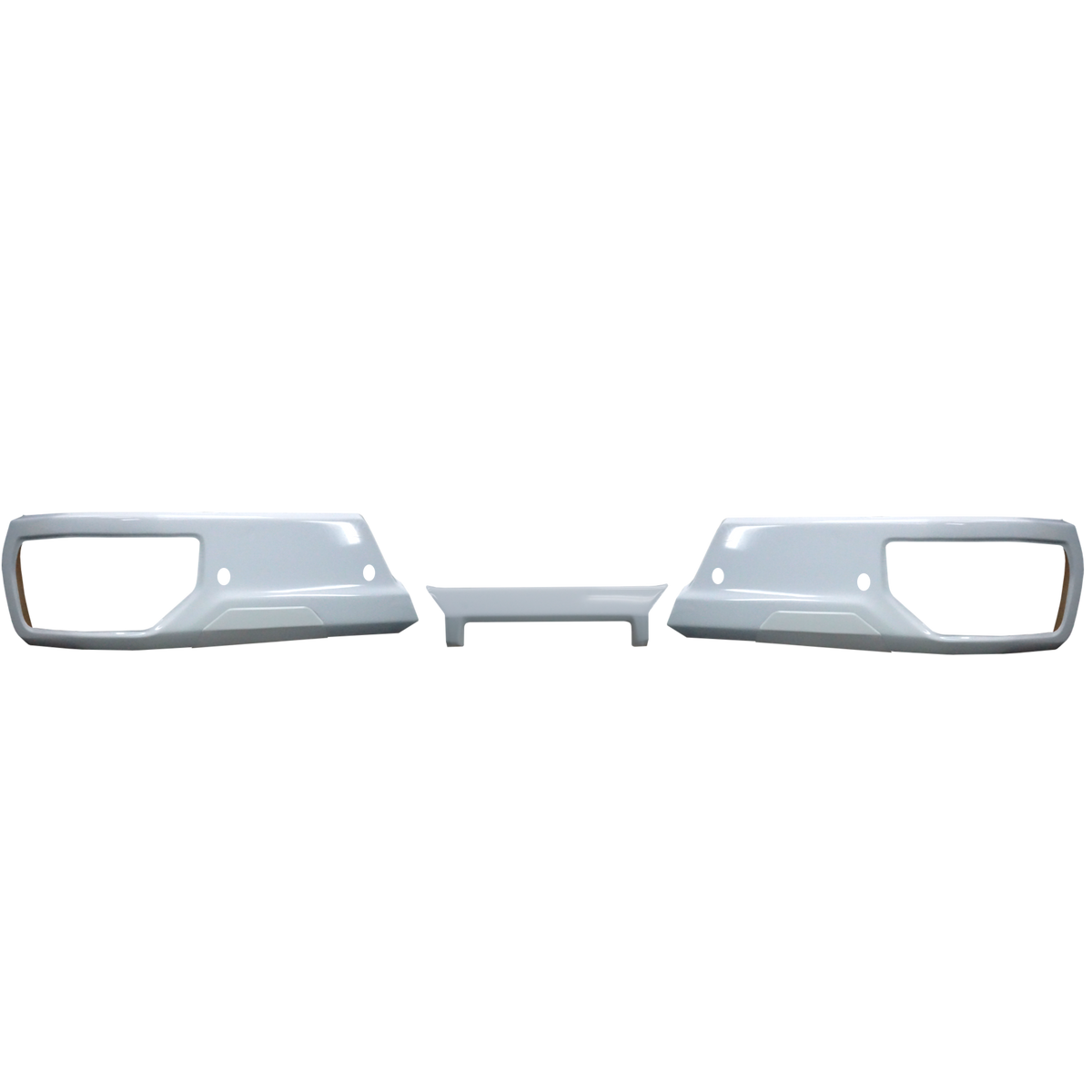Summit White Rear Chrome Delete kit for the Silverado and Sierra 2019-2024, with parking sensors and without exhaust cutouts