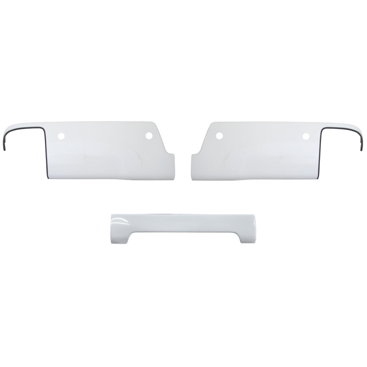 Chevy Silverado and GMC Sierra Rear Bumper Covers in Summit/Olympic White with parking sensors - chrome delete kit