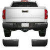 Textured Black TPO BumperShellz Rear Bumper Overlays shown under a 2014-2021 Toyota Tundra, Without Sensor Holes 