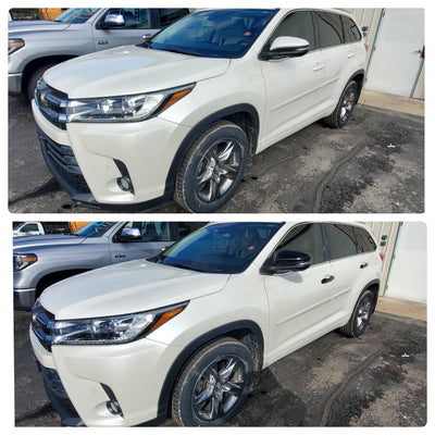 2014-2019 Toyota Highlander Works over Keyless Sensors 8 PCS Gloss Black Snap-on W/Tape Door Handle Cover Chrome Delete Kit