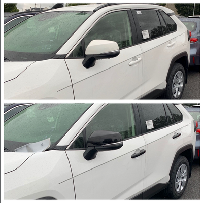 MC6301BLK 19-21 Toyota RAV4 2 PCS No Turn Signal Top Gloss Black Replacement Mirror Cover Chrome Delete Kit