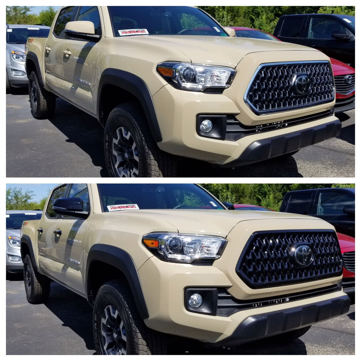 ABS6493BLK 18-19 Toyota Tacoma TRD Sport/Off-Road 1 PC Gloss Black Tape-on Grille Overlay Chrome Delete Kit