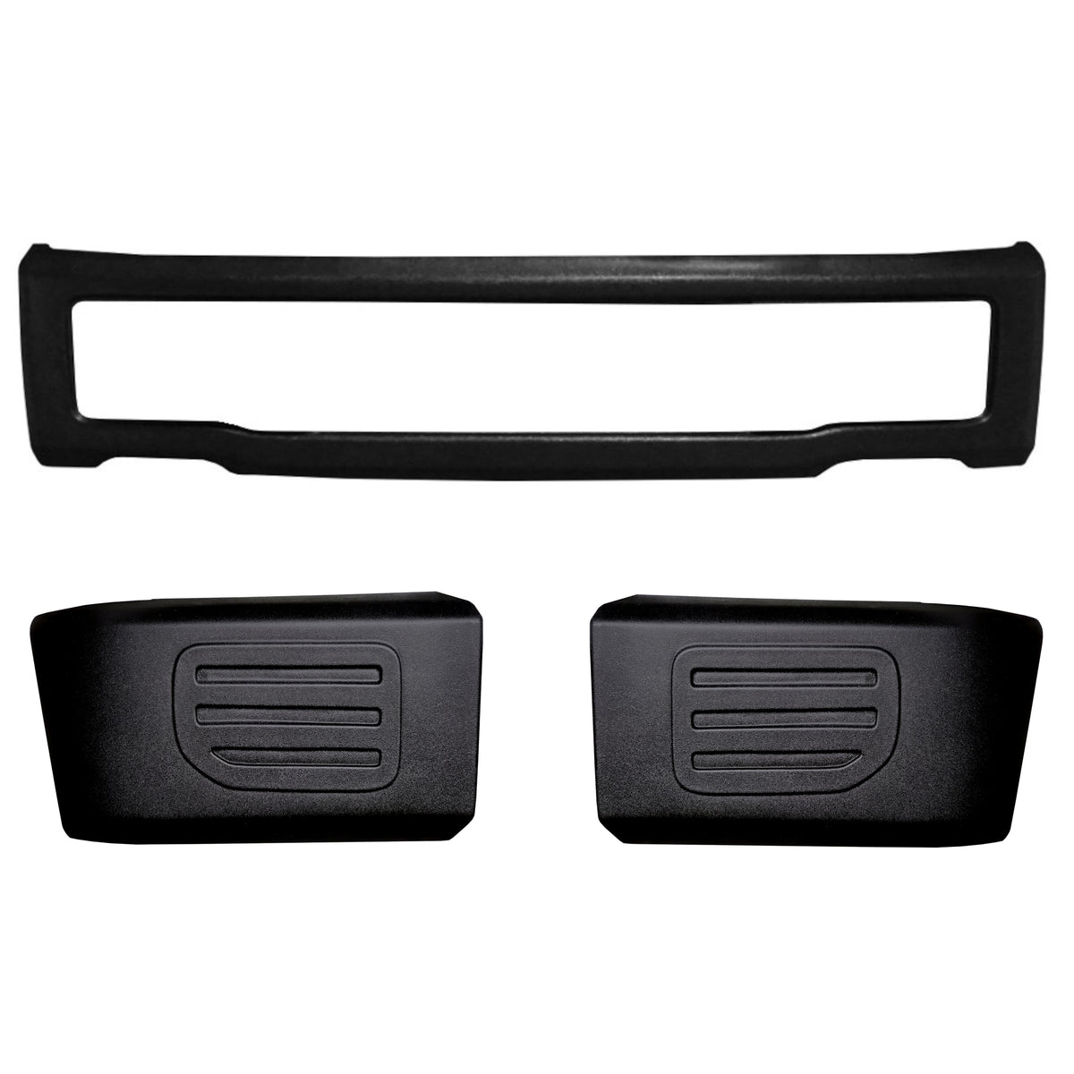 Textured TPO 2015-2017 Ford F-150 Front Bumper Covers no fog lamps, Chrome Delete Kit