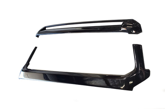 Close-up of Gloss Black BumperShellz overlay for the 2014-2021  Toyota Tundra grille surround and hood bulge